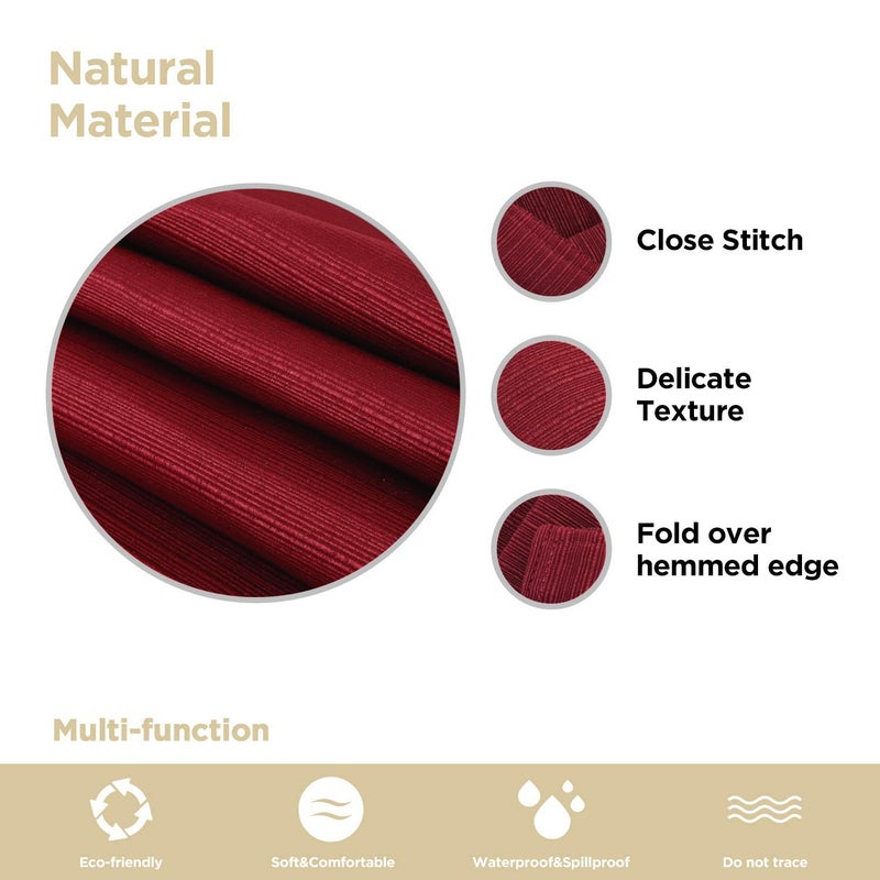 JUCFHY Christmas Luxury Stripe Fabric Table Cloths, Heavy Weight 100% Polyester Tablecloths Washable, No Iron, Water Resistance Soil Resistant Holiday Table Cover for Dining,60 Inch x 84 Inch Oblong,Burgundy - Image 2